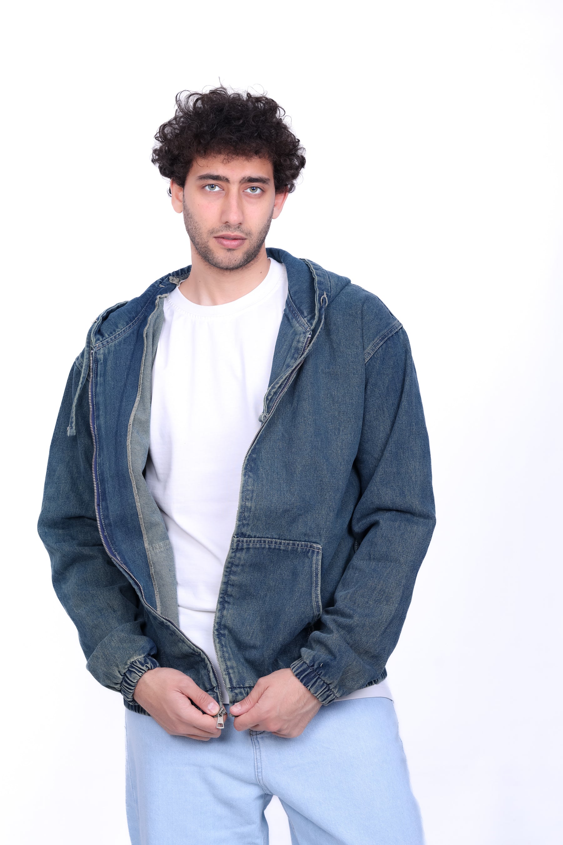 Denim Hooded Zip Jacket 6014