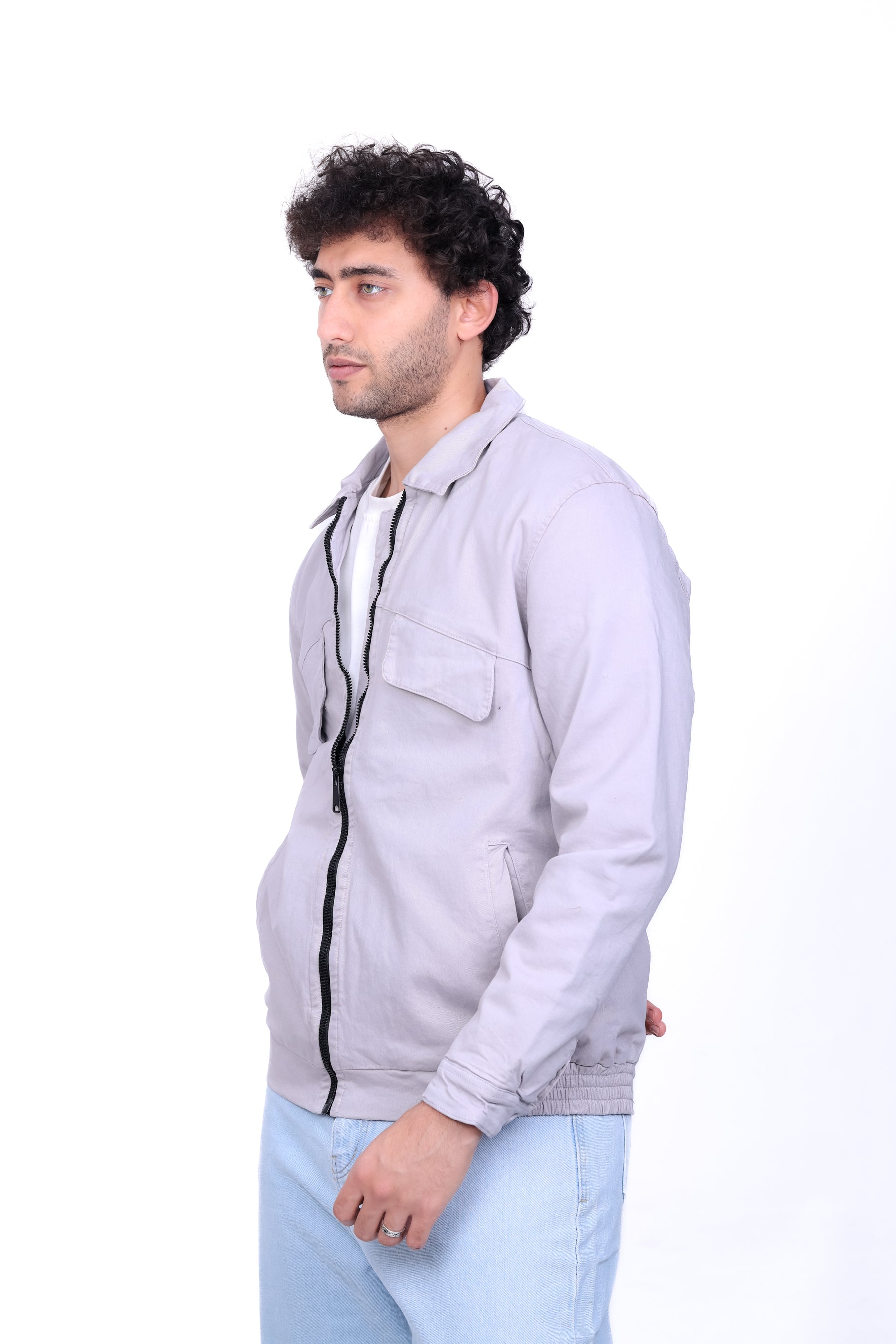 Gabardine Bomber Classic Collar Jacket 6005