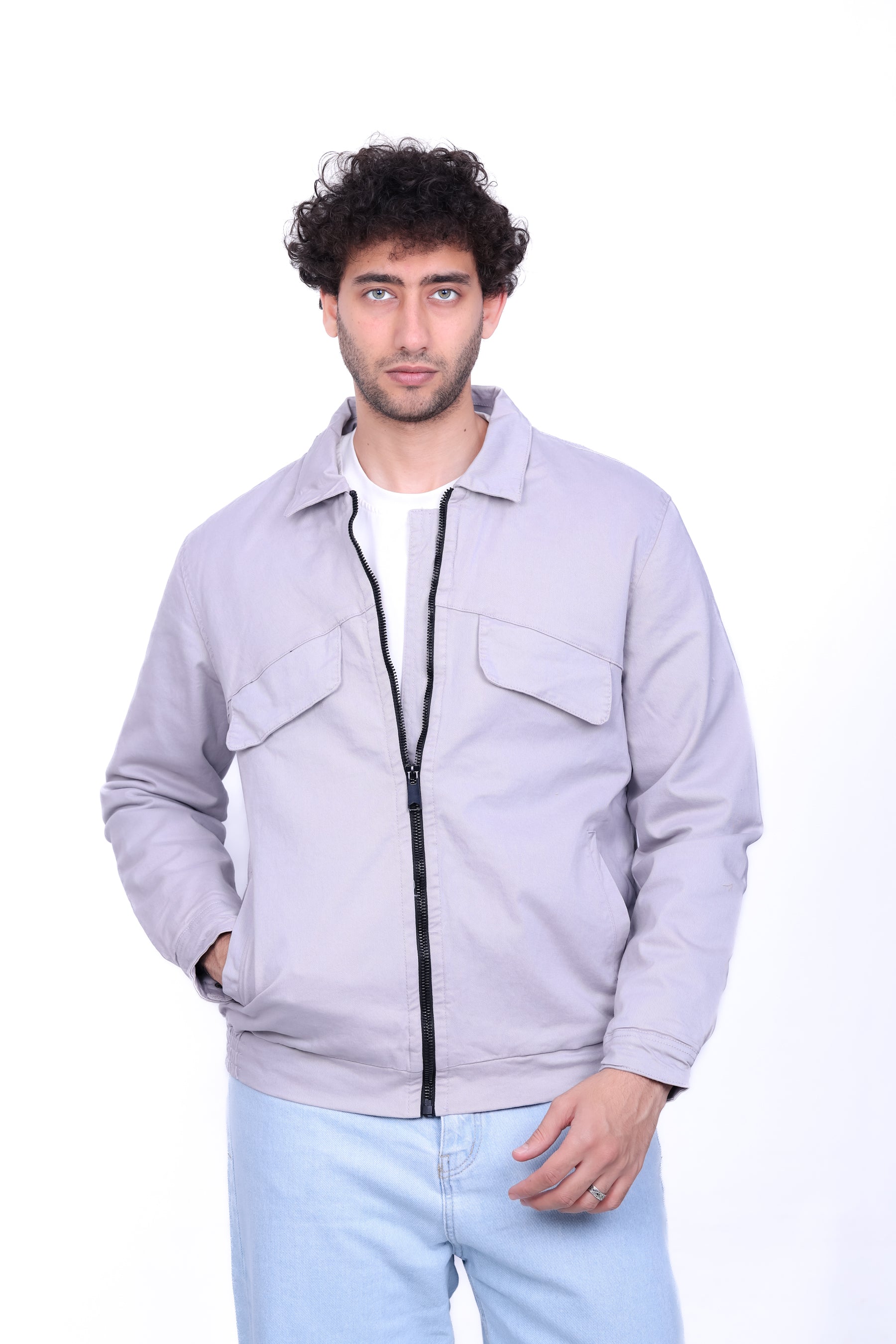 Gabardine Bomber Classic Collar Jacket 6005