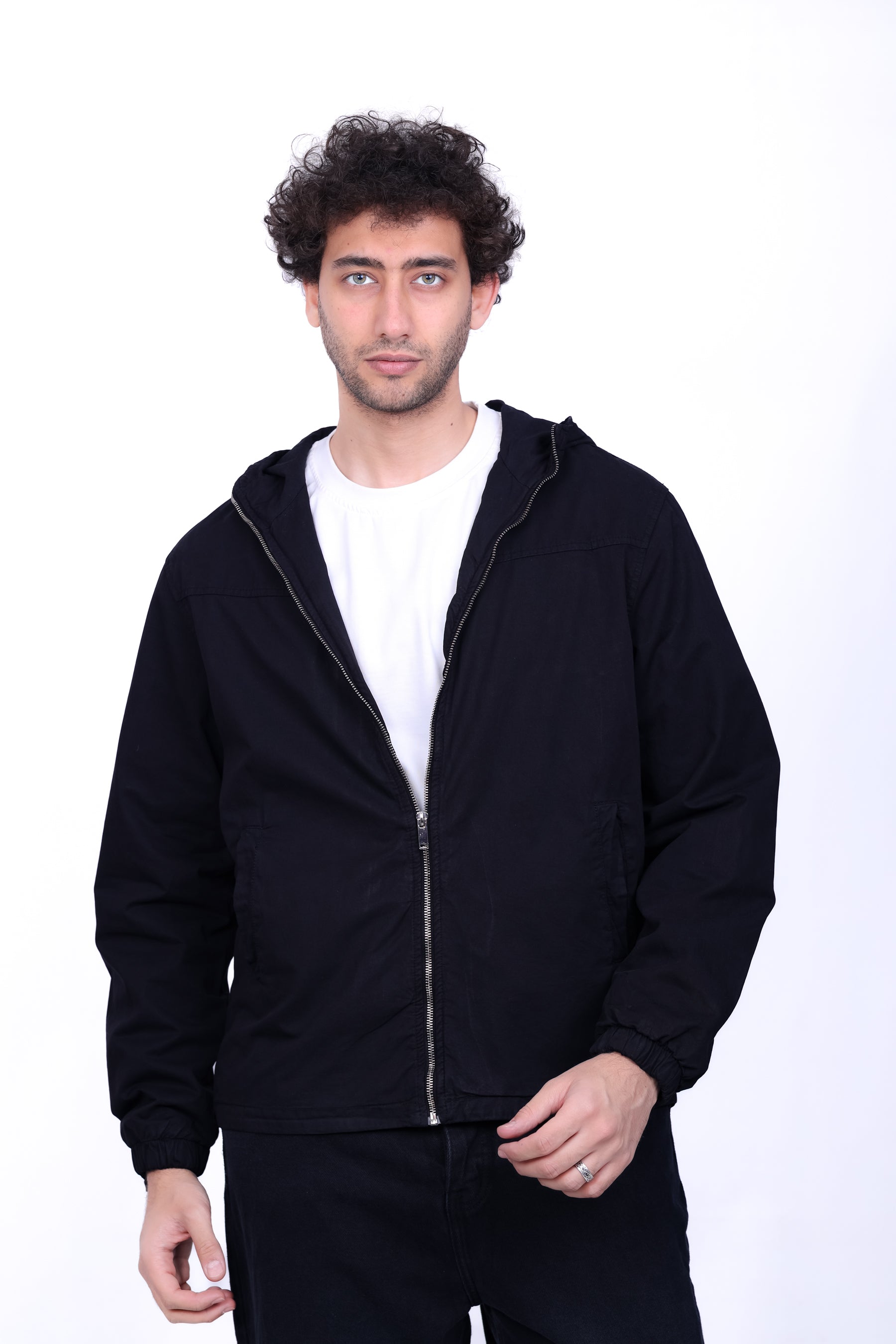 Gabardine Bomber Hoded Jacket 6001