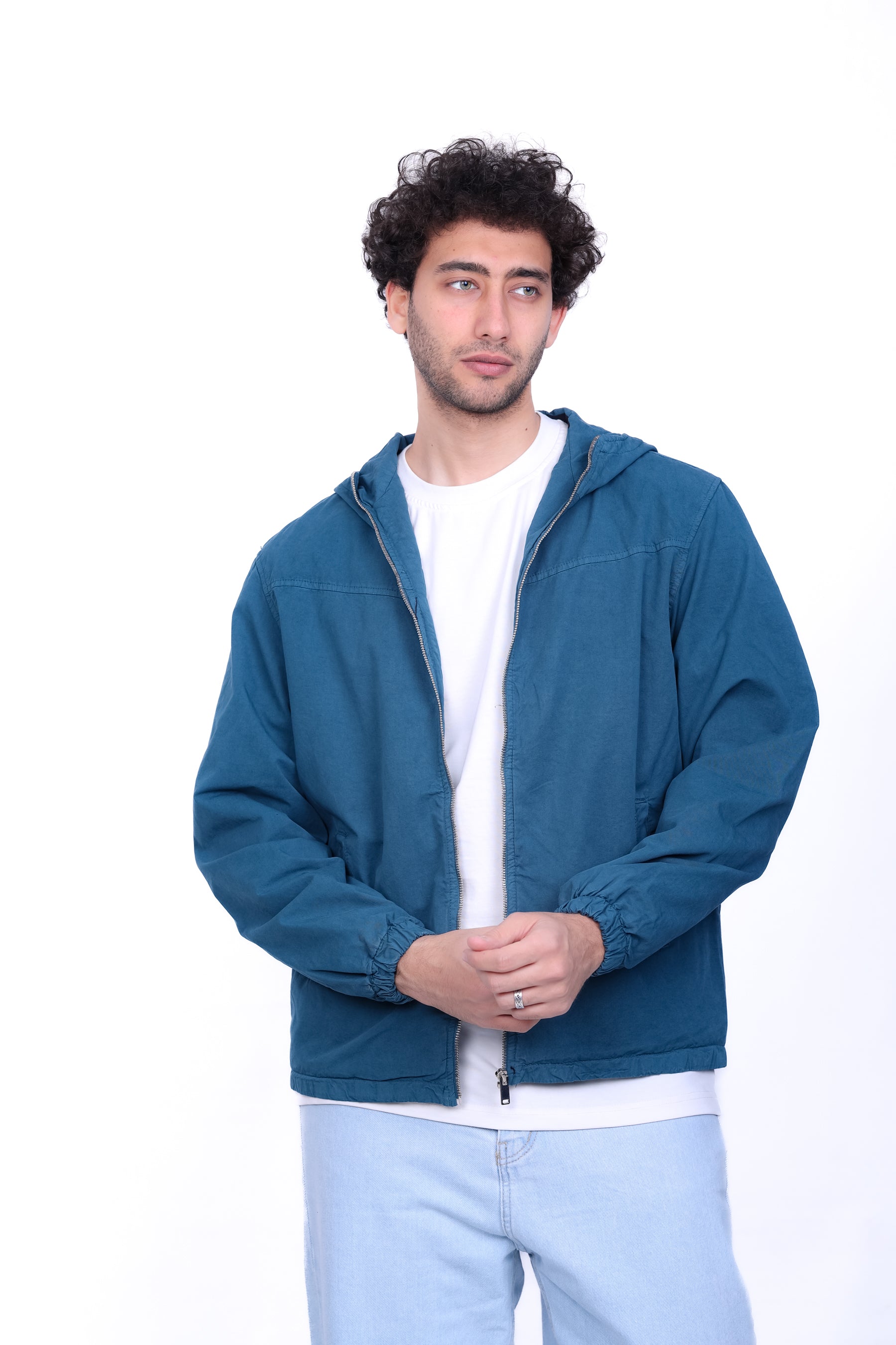 Gabardine Bomber Hoded Jacket 6001