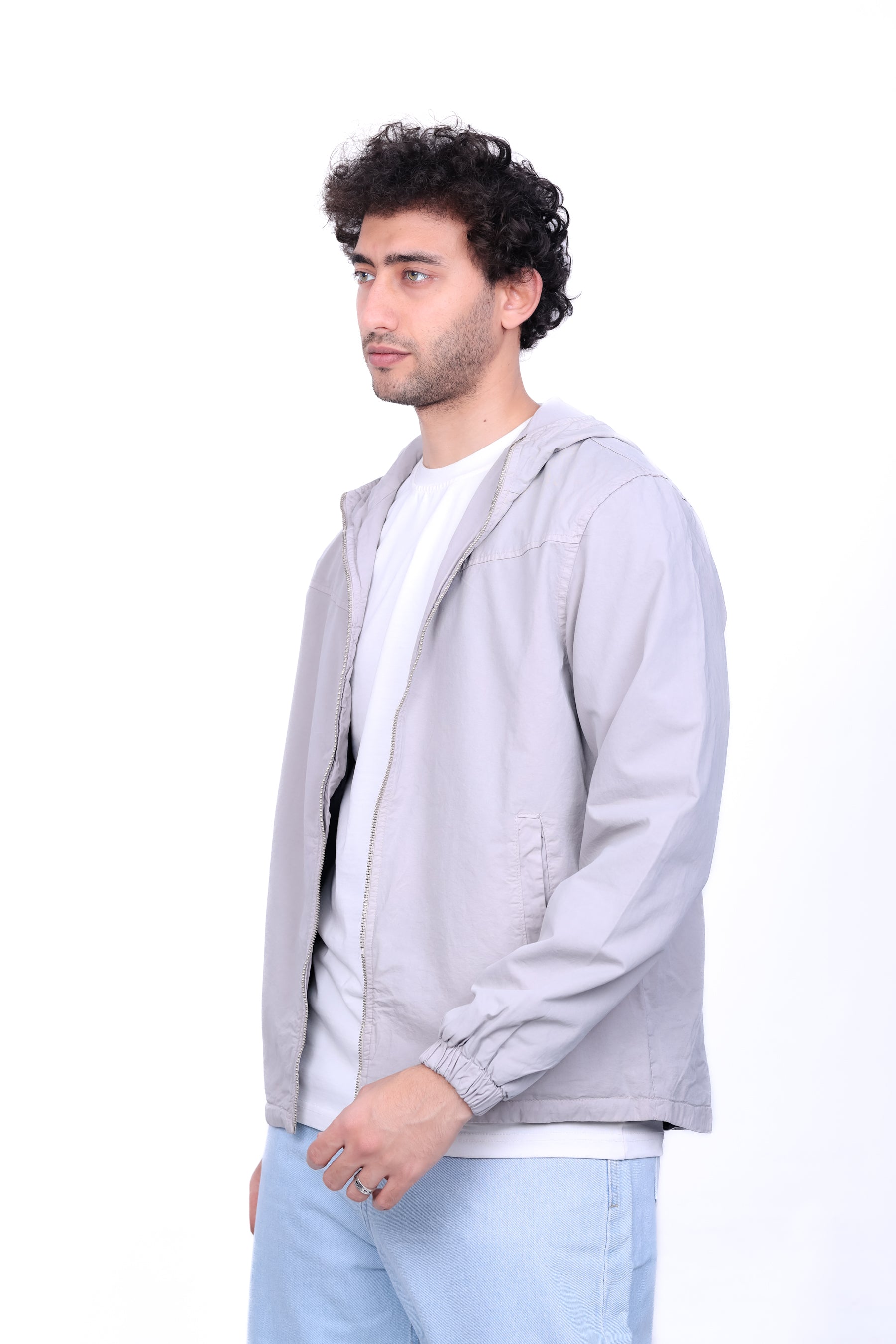Gabardine Bomber Hoded Jacket 6001