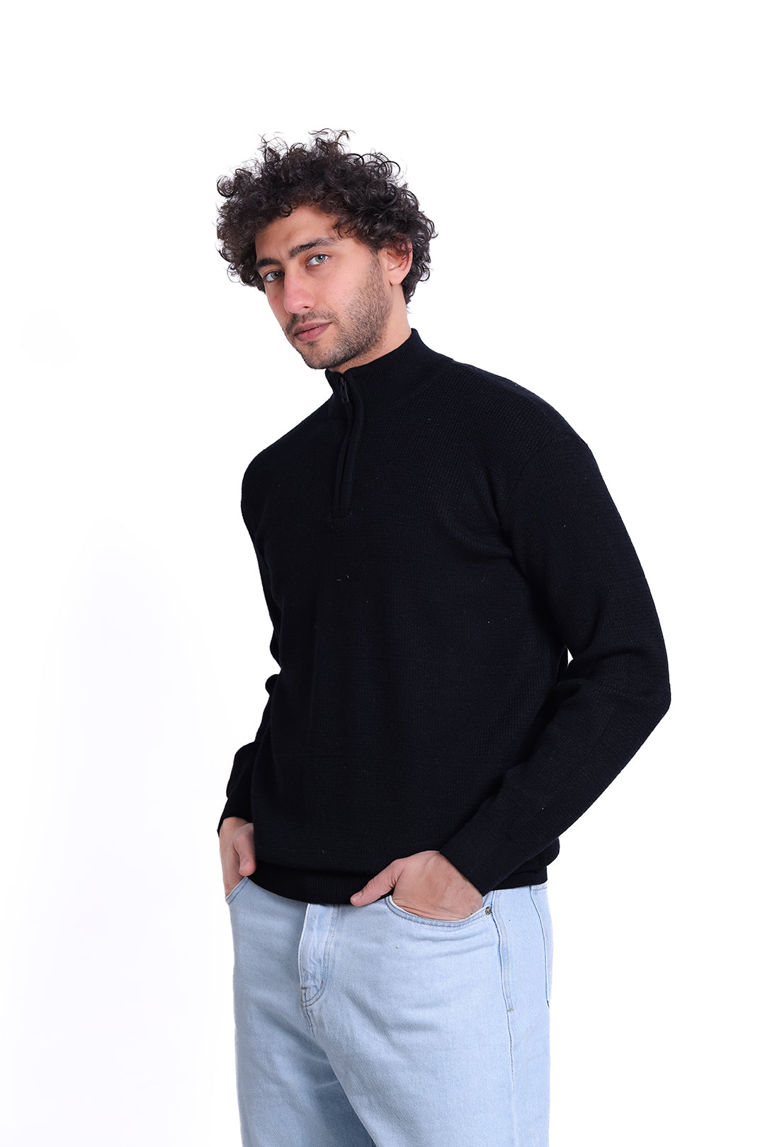 Knitwear Pullover Half Zipped Sand Basic MANS 1225