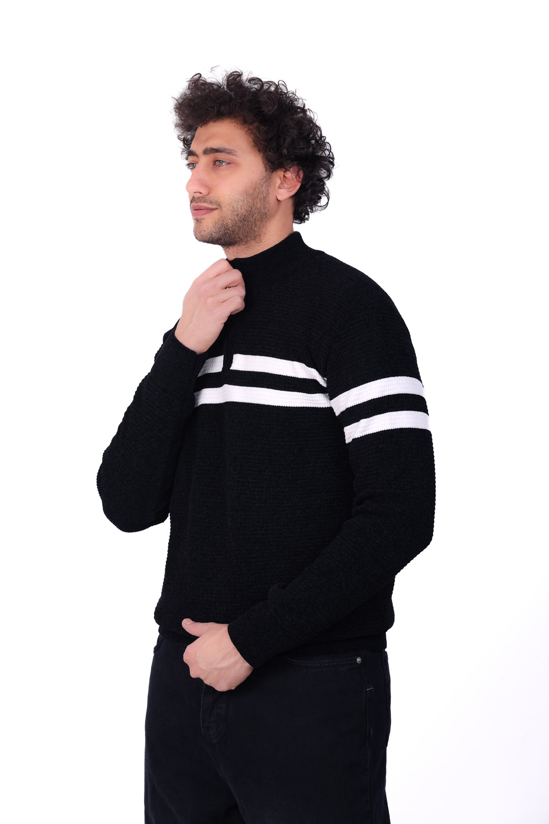 Knitwear Pullover Striped Half_Zip MANS 0126