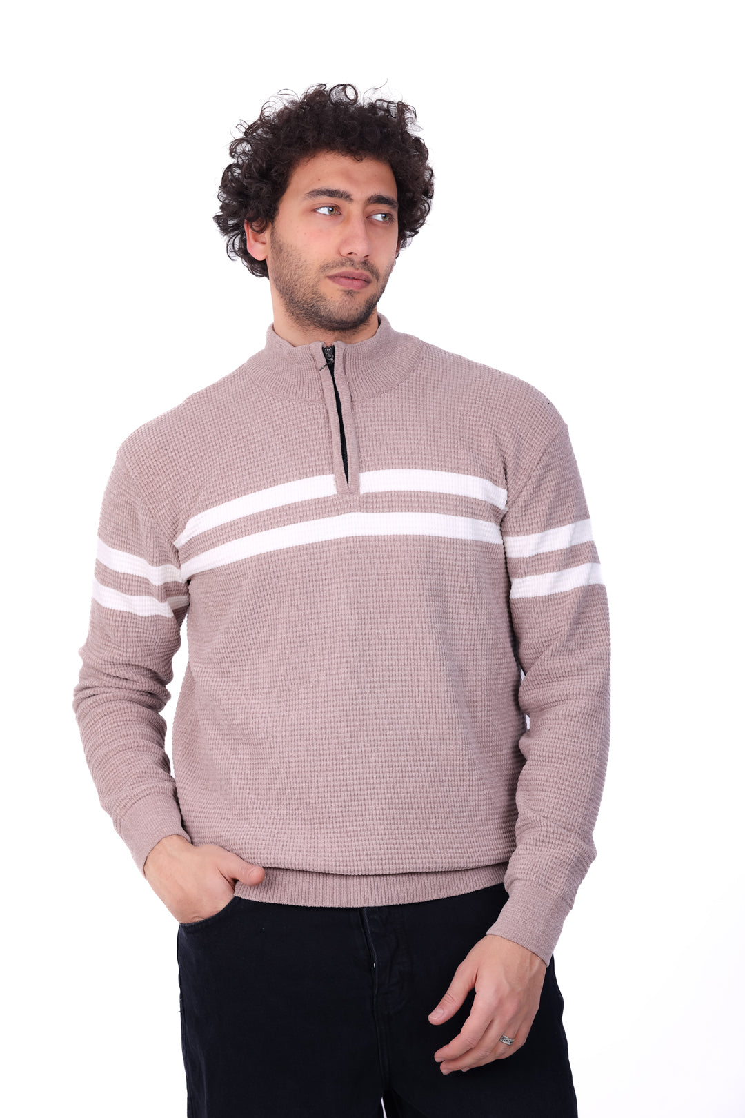 Knitwear Pullover Striped Half_Zip MANS 0126