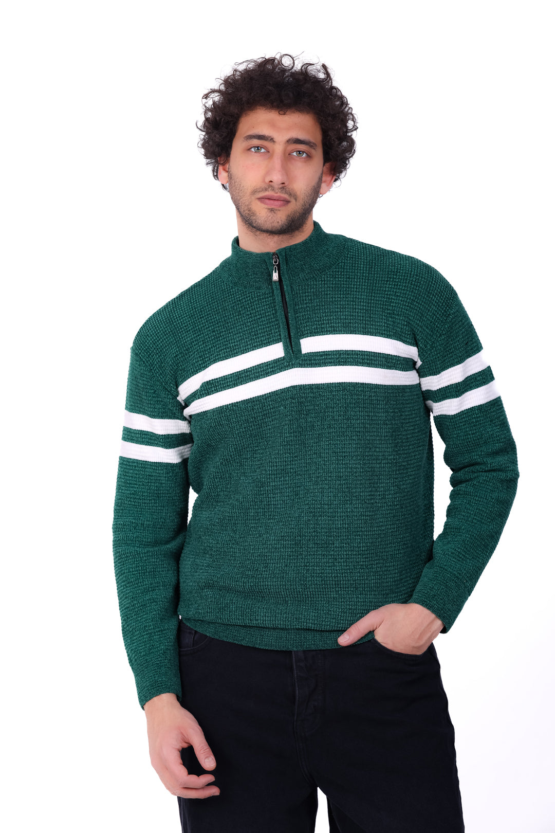 Knitwear Pullover Striped Half_Zip MANS 0126