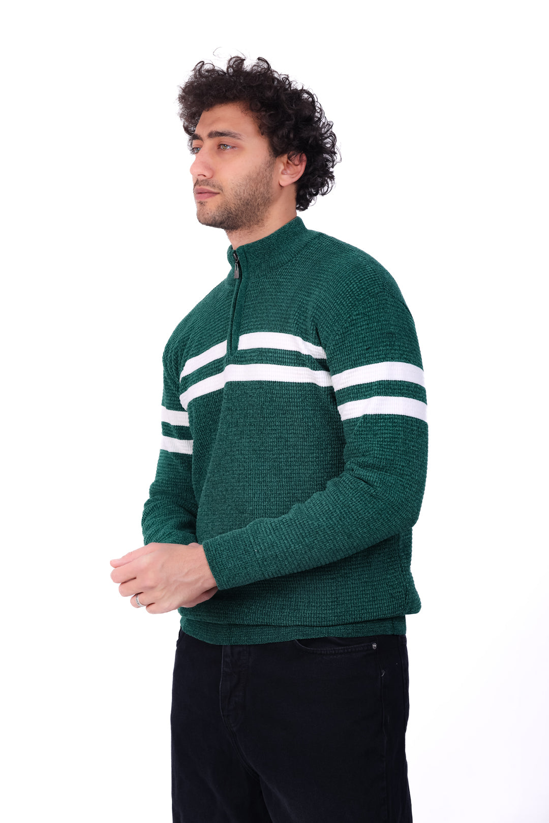 Knitwear Pullover Striped Half_Zip MANS 0126