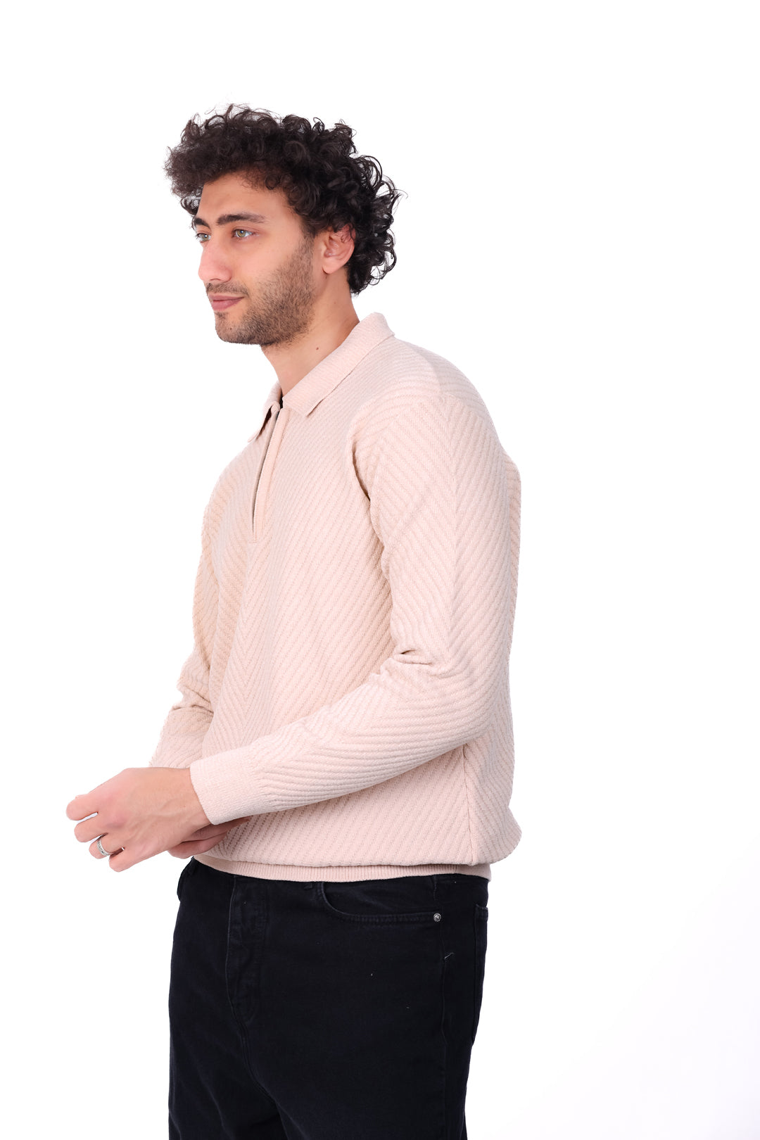 Knitwear Pullover Textured Half_Zip MANS 0126