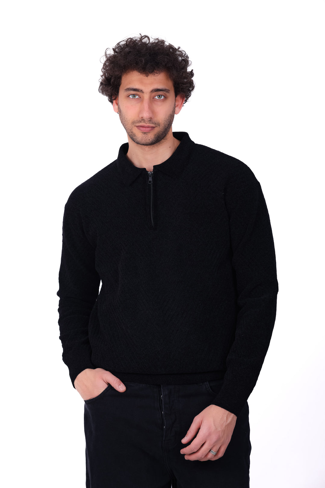 Knitwear Pullover Textured Half_Zip MANS 0126