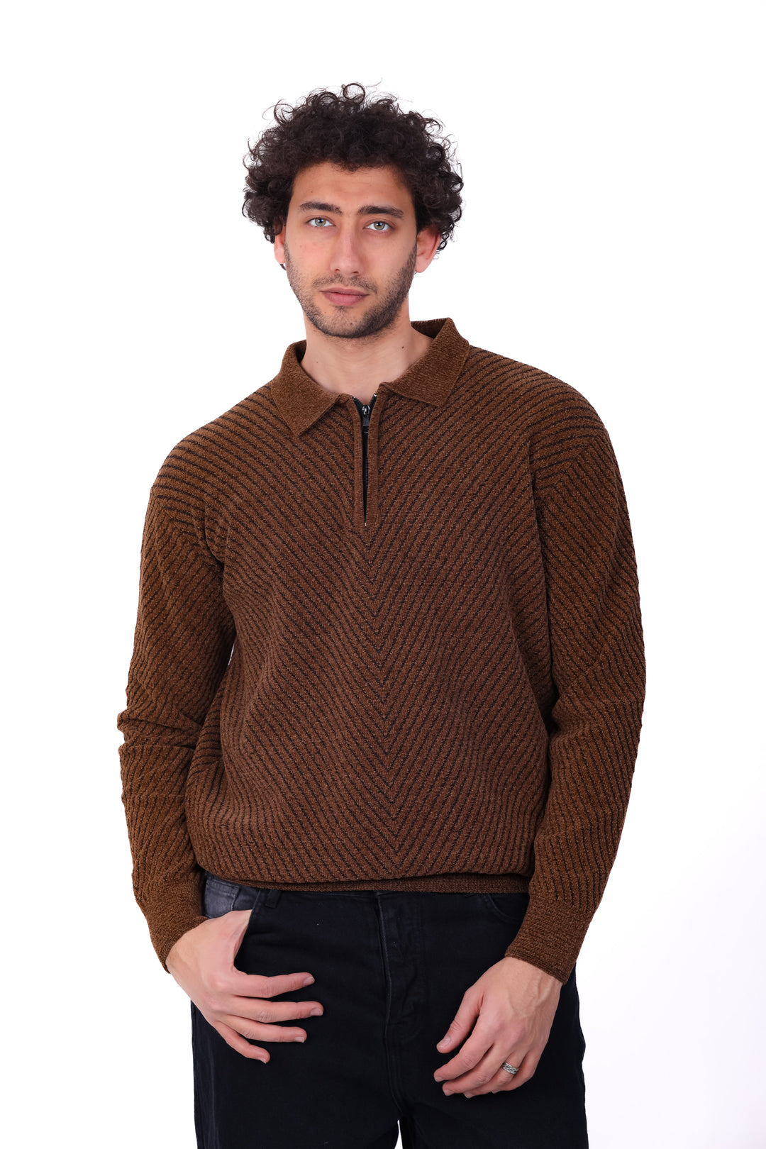 Knitwear Pullover Textured Half_Zip MANS 0126