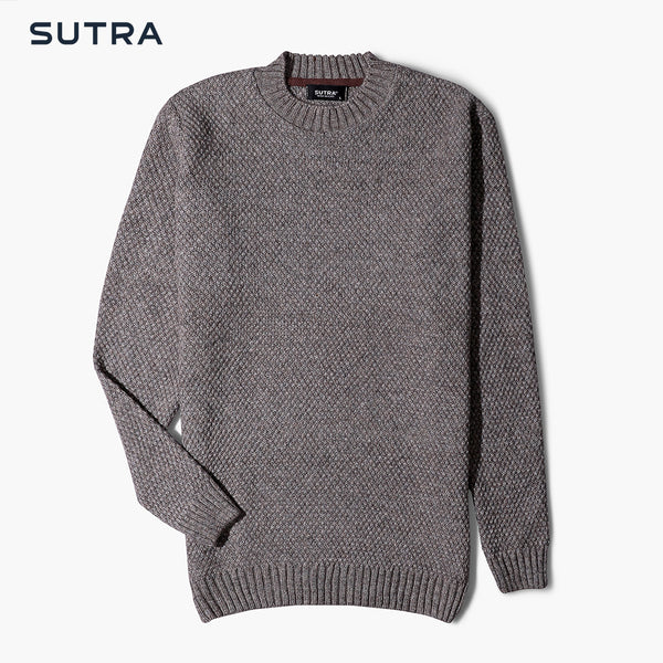 Knitwear Rough Round Pullover-Coffee