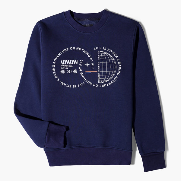 Milton Round Sweatshirt Printed Targeted-Dark Blue