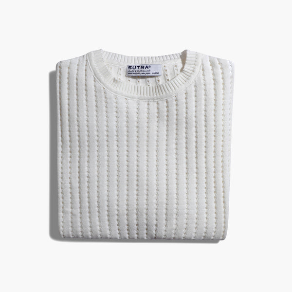 Patterned Round T_Shirt Knitwear Hollow