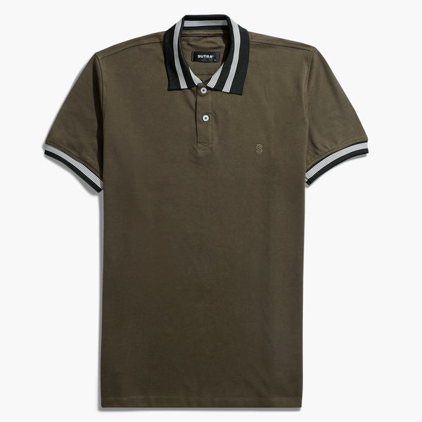 Brown Polo Black Collar