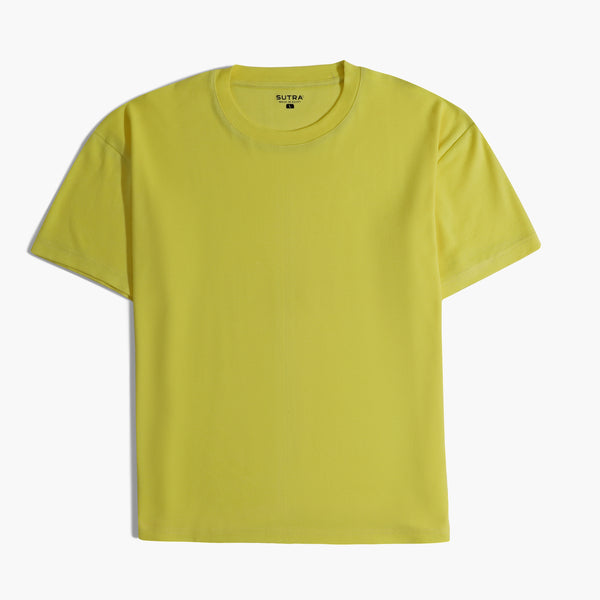 Basic Slim Fit Round T_Shirt-Yellow