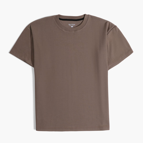 Basic Slim Fit Round T-Shirt Brown