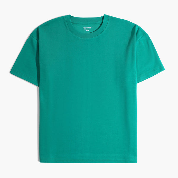 Basic Slim Fit Round T_Shirt-Green