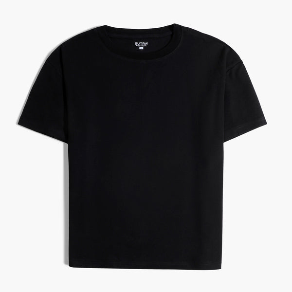Basic Slim Fit Round T_Shirt-Black