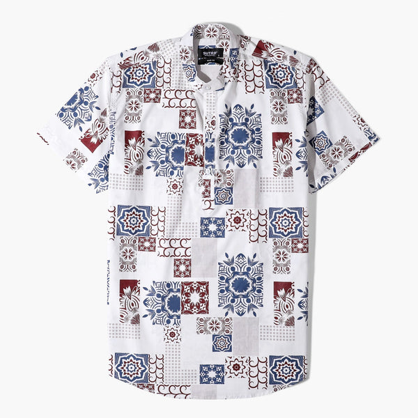 Short Sleeves Mandela Shirt White