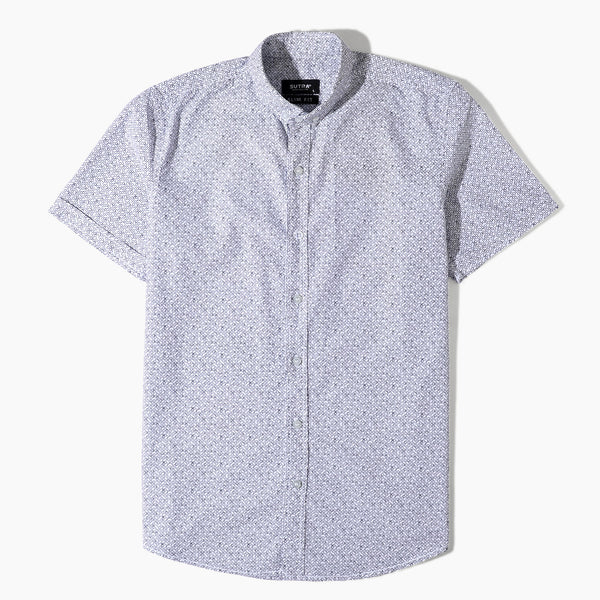 Short Sleeves Lozenge Shirt Blue