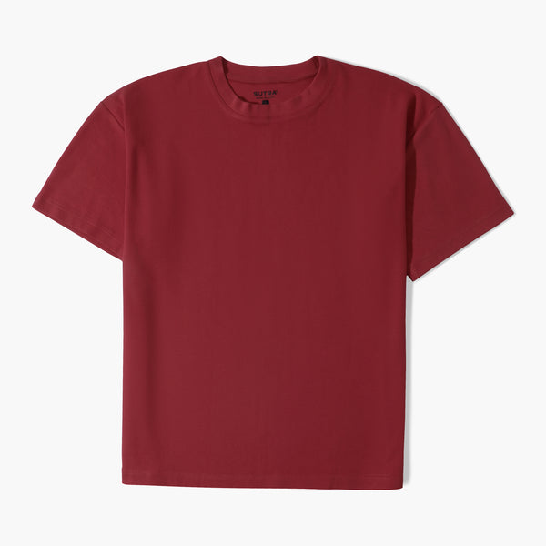 Basic Slim Fit Round T_Shirt-Red