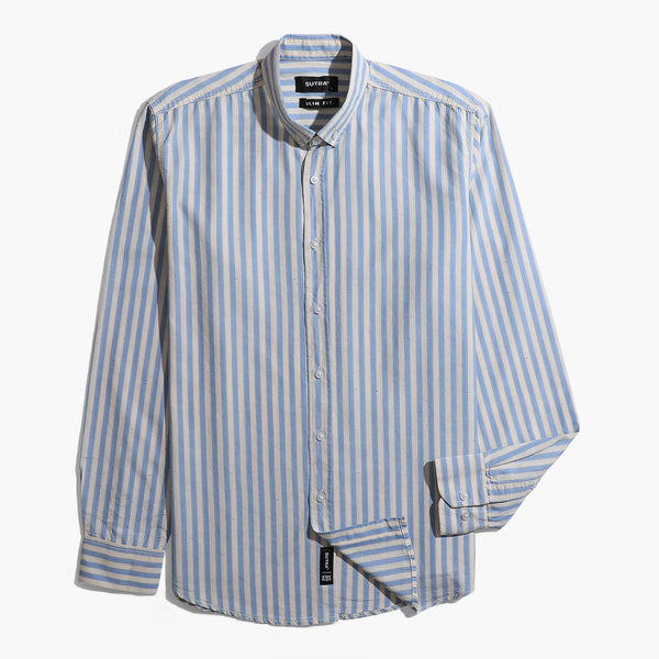 Long Sleeves R.K Striped Shirt Baby Blue