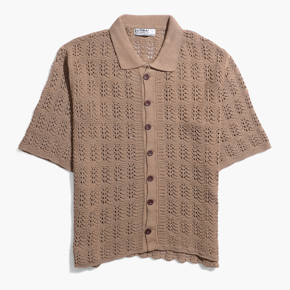 Patterned Shirt Knitwear Full Button Peel