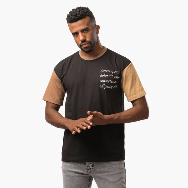 Heavy Two Color T-Shirt Moabd BlackXBeige