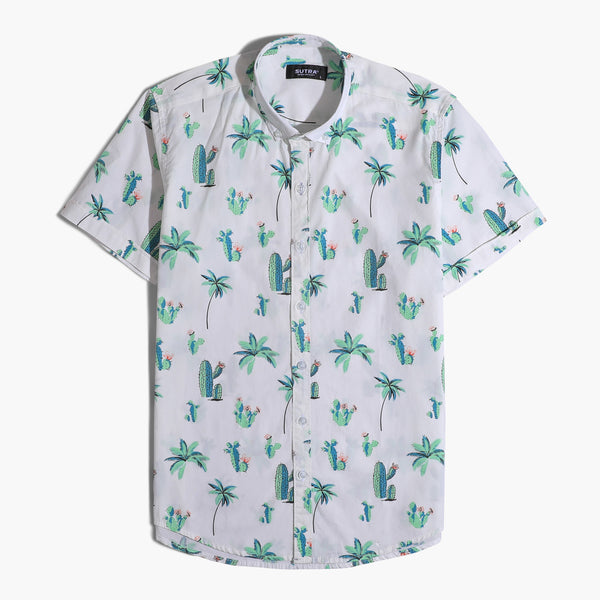 قميص بوبلين Cactus بأكمام قصيرة تلبيس متناسب مع الجسم -أخضر