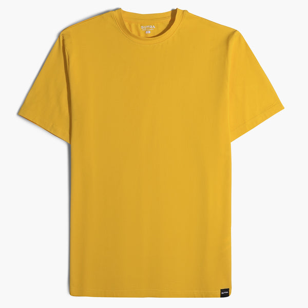 Basic Slim Fit Round T-Shirt Mostard