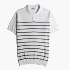 Patterned Polo Knitwear Line Button