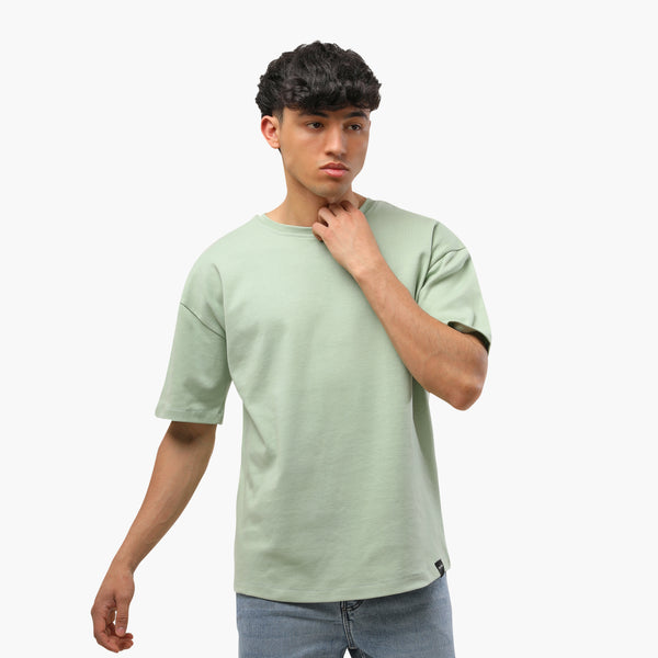Over Size Polivar Cotton Basic T_Shirt-Mint