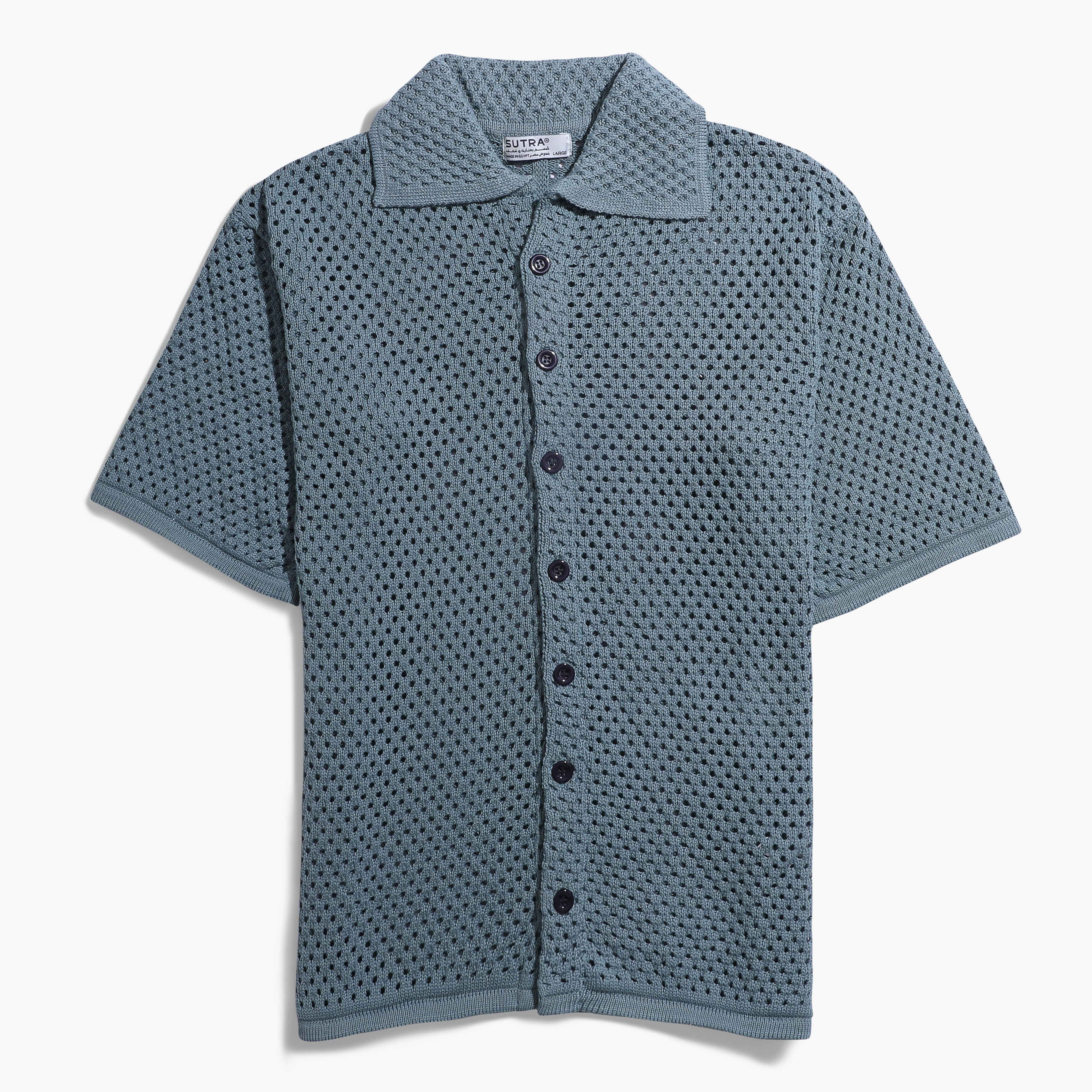 Patterned Shirt Knitwear Full Button Hollow