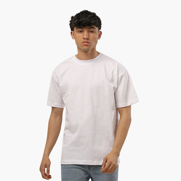 Over Size Polivar Cotton Basic T_Shirt-White