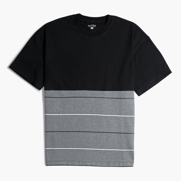 Heavy Two Color T_Shirt Horizontal Black&Silver