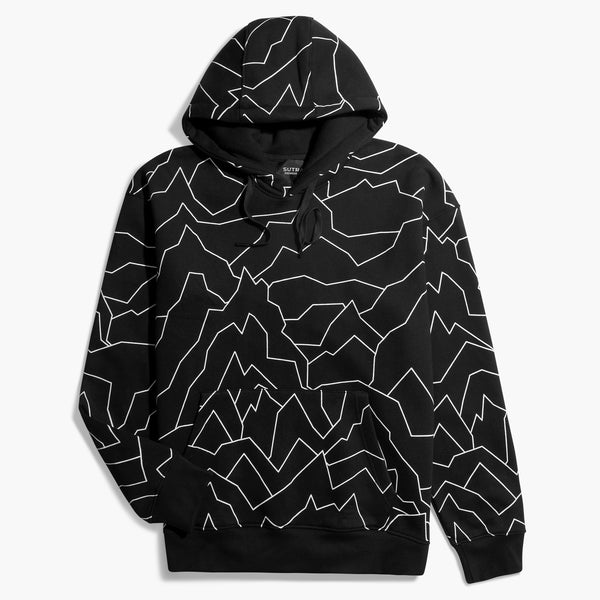 Milton Hoodie Sweatshirt Printed Cracks-Black