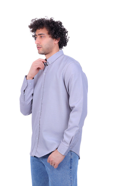 Mandarin Collar Polyester Basic Shirt