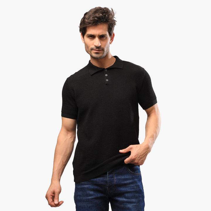 Basic-Knitwear-Polo-Black