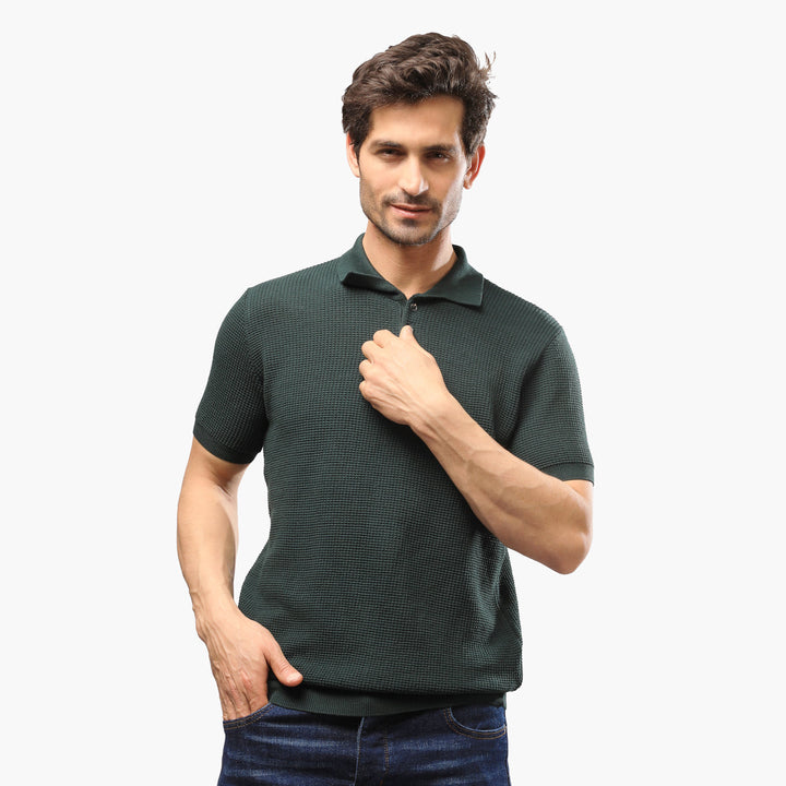 Basic-Knitwear-Polo-Green