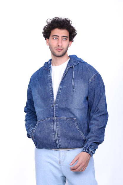 Denim Hooded Zip Jacket 6014