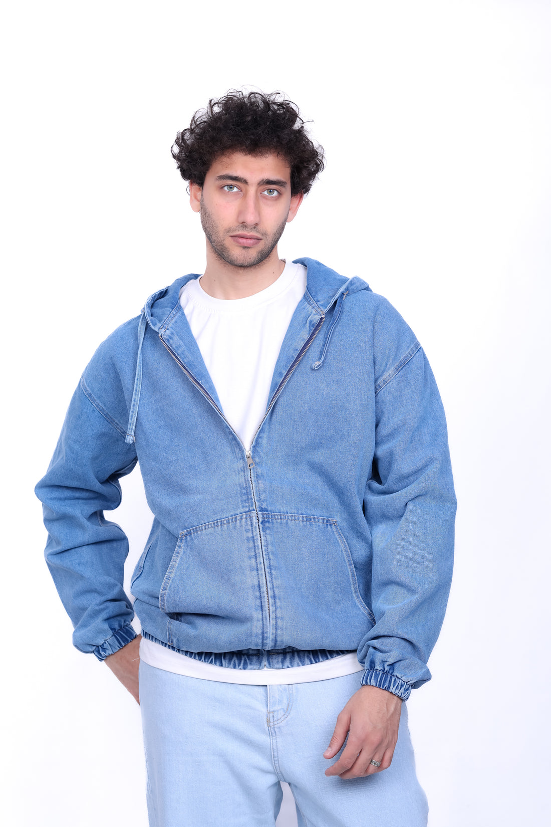 Denim Hooded Zip Jacket 6014