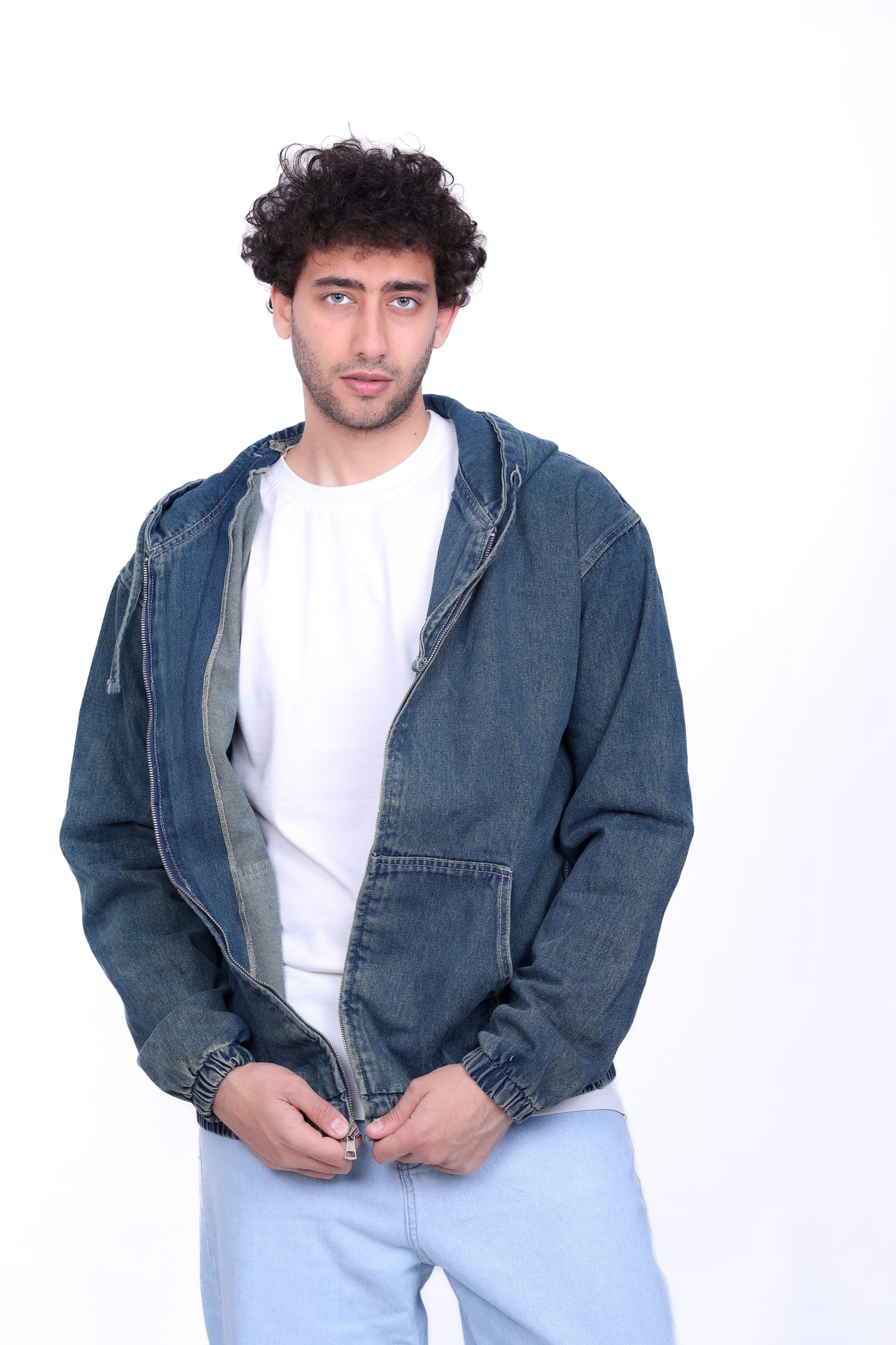 Denim Hooded Zip Jacket 6014