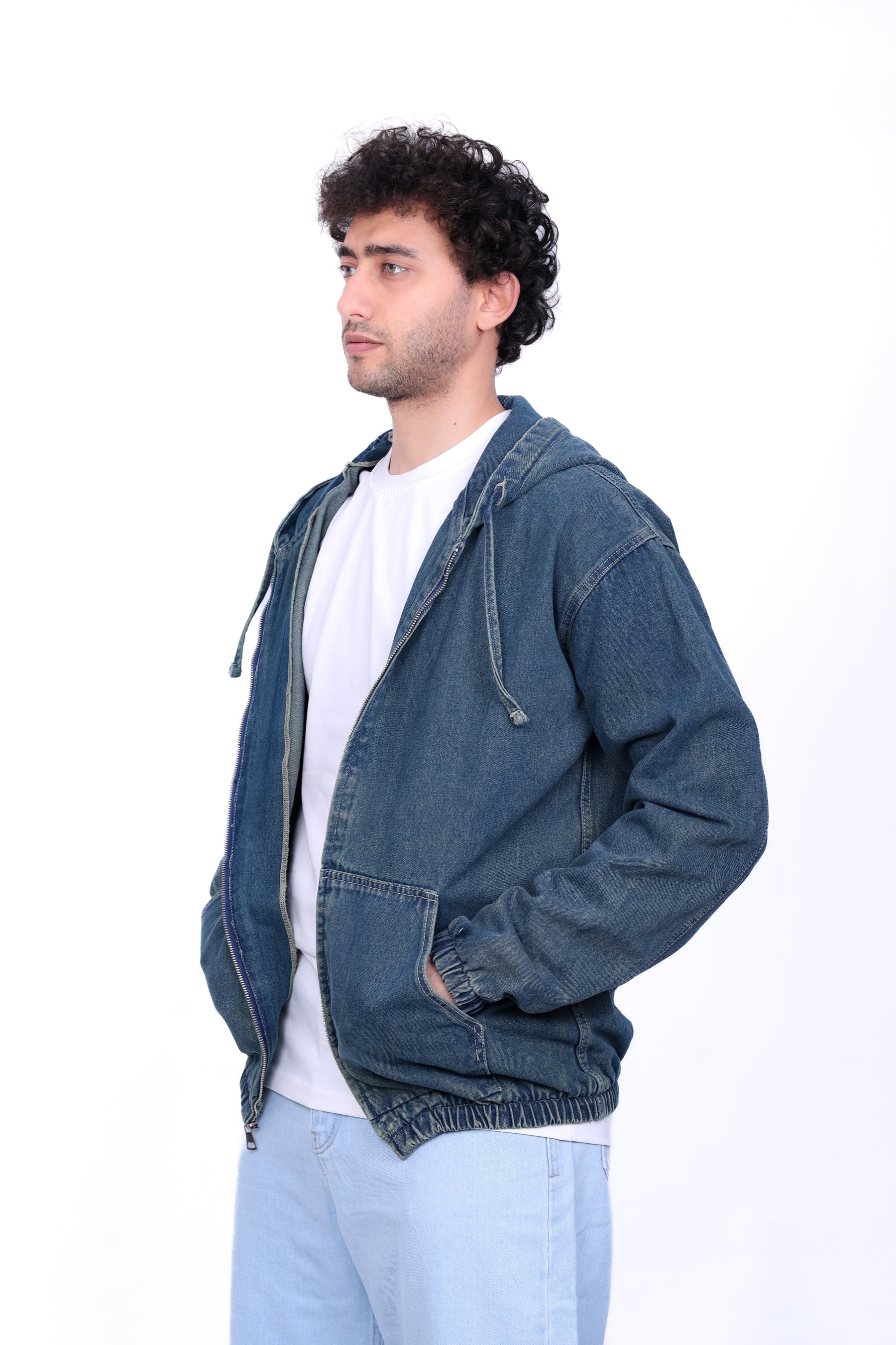 Denim Hooded Zip Jacket 6014