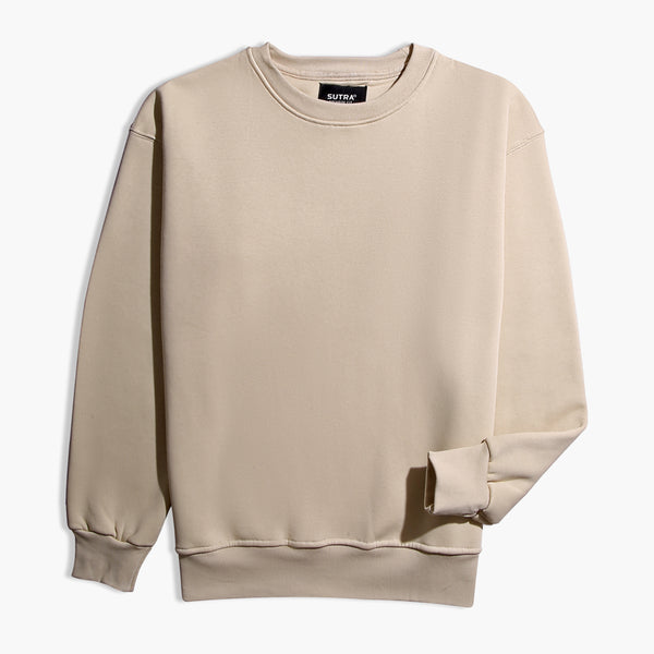 Milton Round Basic Sweatshirt-Beige