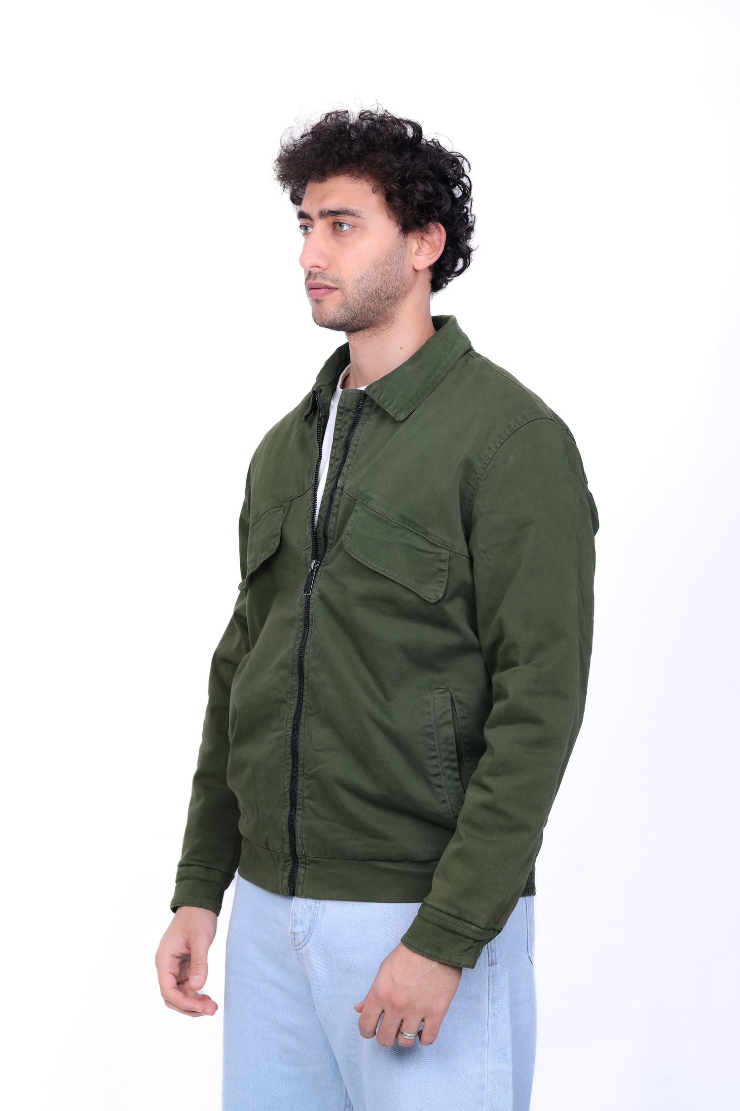 Gabardine Bomber Classic Collar Jacket 6005