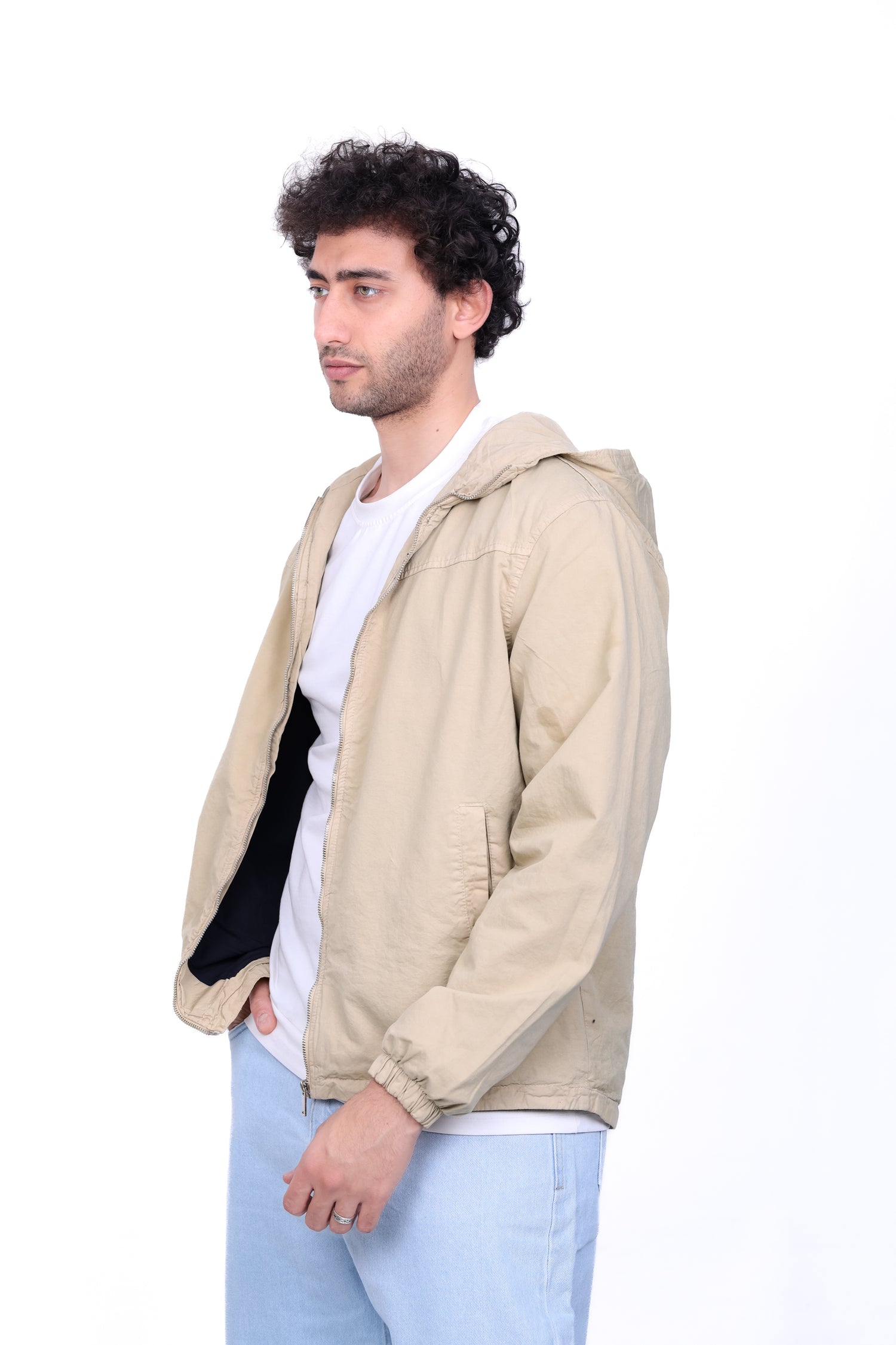Gabardine Bomber Hoded Jacket 6001