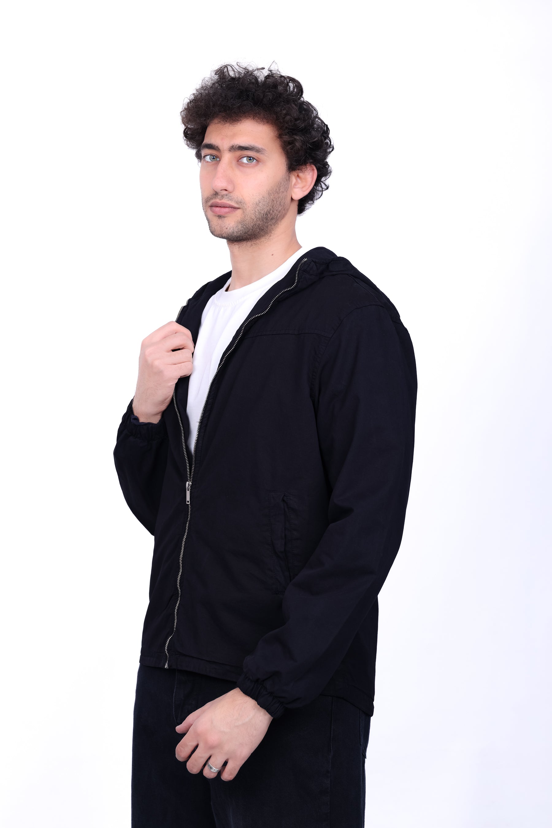 Gabardine Bomber Hoded Jacket 6001
