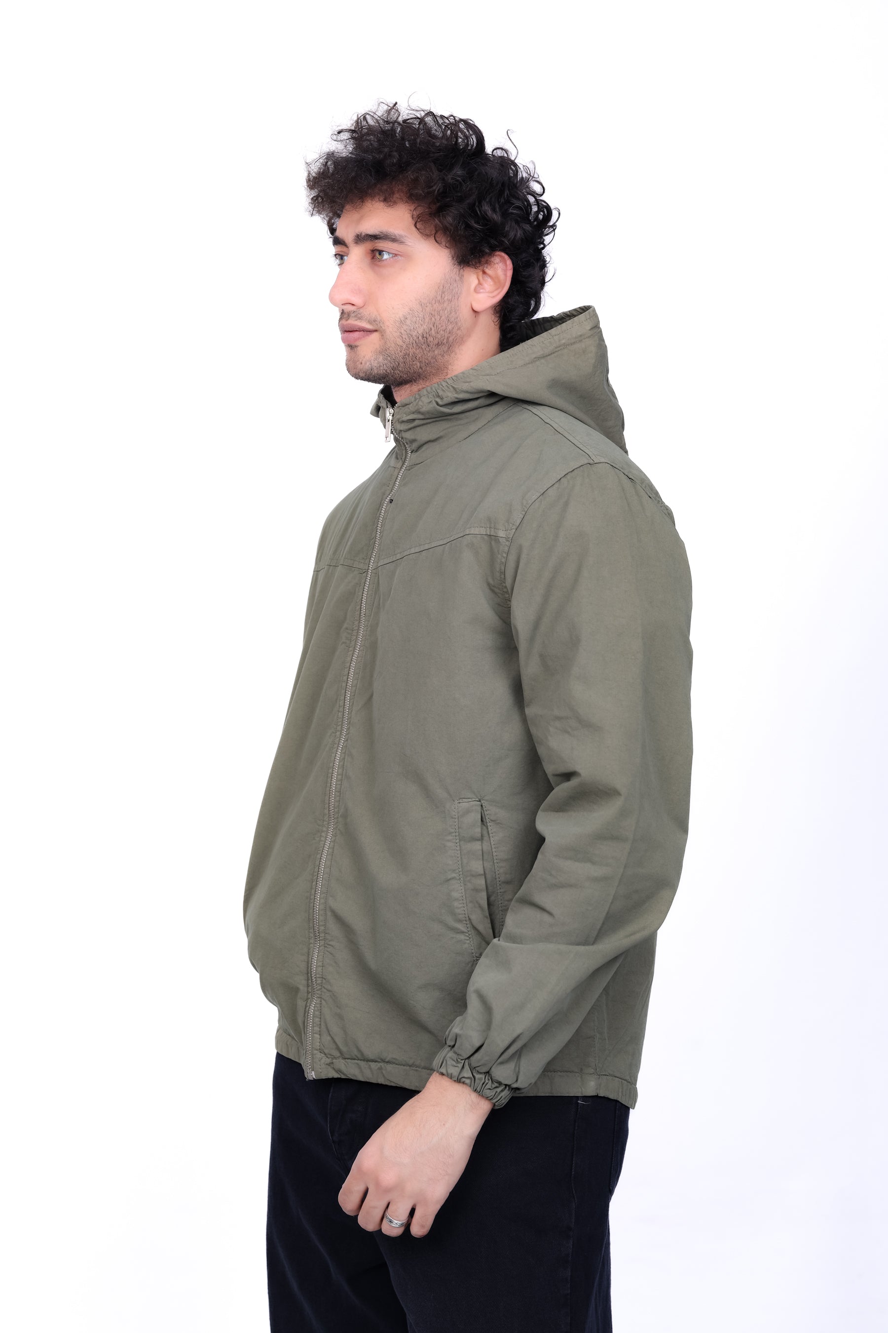 Gabardine Bomber Hoded Jacket 6001
