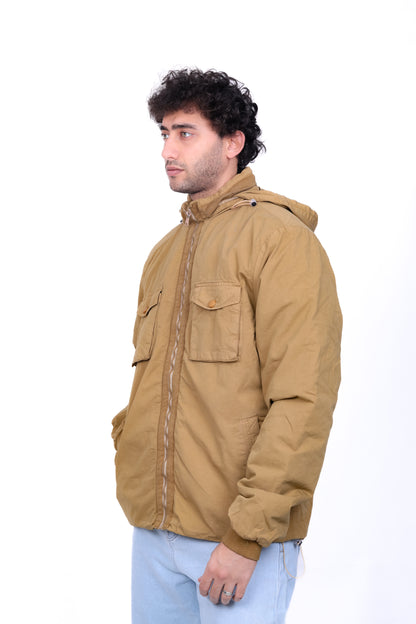 Gabardine Bomber Hoded Two Pocket Jacket 6004