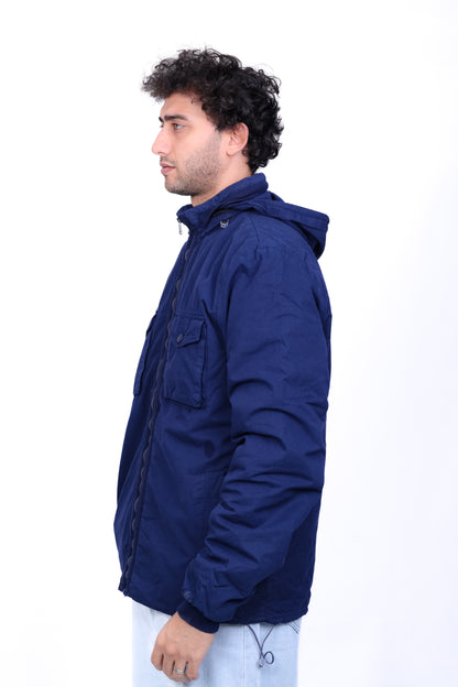 Gabardine Bomber Hoded Two Pocket Jacket 6004